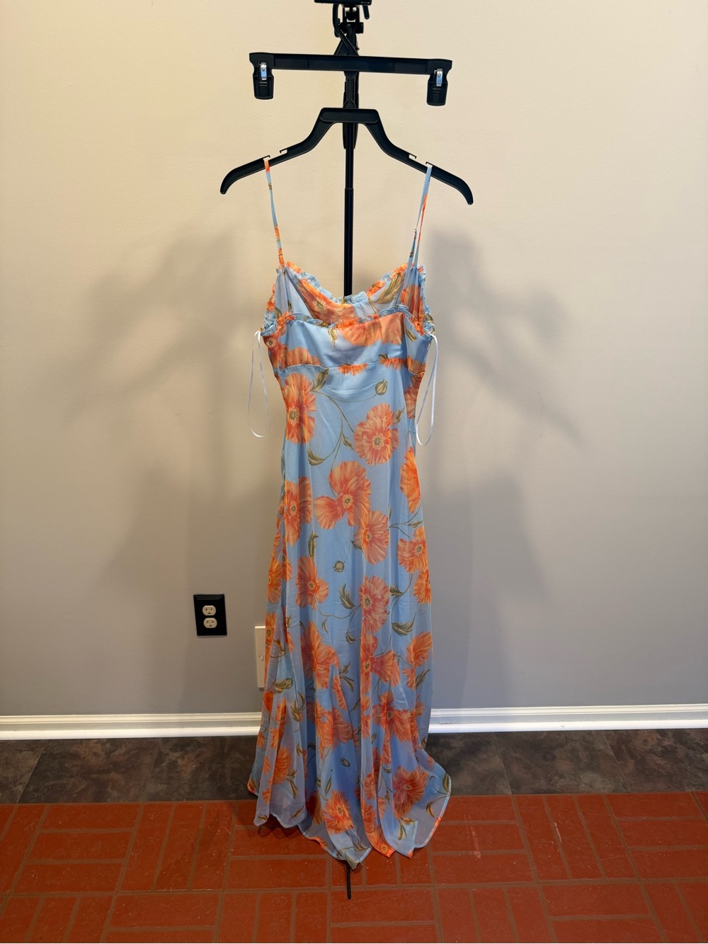 Altar'd State Blue Maxi Slip Dress by ASTR the label with Orange Floral Print - Picture 5 of 7